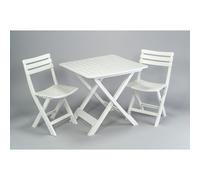 Ipae Progarden Set de jardín de mesa y dos sillas plegables blanco