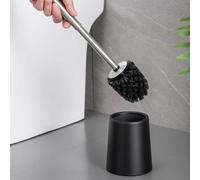 Set de cepillos para inodoros Ibenzoa® con soporte: cepillo para inodoros de plástico duradero, mango ergonómico, recipiente higiénico de pie, de secado rápido, apto para inodoros de cerámica y de tip