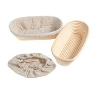Set de cestas de fermentación para hornear pan - 2 piezas de cestas de fermentación ovaladas de ratán natural para pan y masa madre