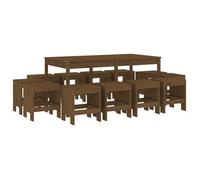 Set De Comedor De Jardín 13 Pzas Madera Maciza Pino Marrón Miel Vidaxl