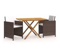 Set De Comedor De Jardín 3 Piezas Con Cojines Marrón Vidaxl