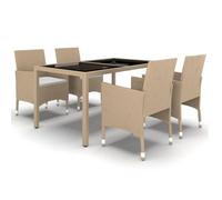 Set De Comedor De Jardín 5 Pzas Ratán Sintético Vidrio Beige Vidaxl
