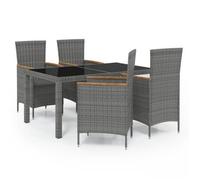 Set De Comedor De Jardín 5 Pzas Y Cojines Ratán Sintético Gris Vidaxl