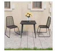 Set de comedor de jardín de 3 piezas pvc ratán negro vidaxl