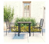 Set de comedor de jardín de 3 piezas vidrio y acero negro vidaxl