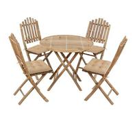 Set De Comedor De Jardín Plegable Con Cojines 5 Piezas Bambú Vidaxl