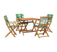Set de comedor jardín 5 pzas tela madera maciza estampado hojas