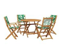 Set de comedor jardín 5 pzas tela madera maciza estampado hojas