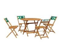 Set de comedor jardín 5 pzas tela madera maciza estampado hojas