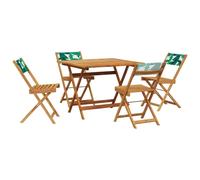 Set de comedor jardín 5 pzas tela madera maciza estampado hojas