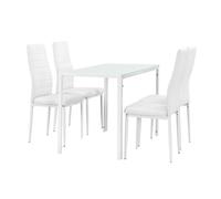 Set de comedor mesa + 4 sillas bergen vidrio y polipiel 105 x 60 x 75 cm - blanco [en.casa]