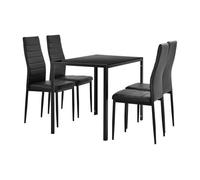Set de comedor mesa + 4 sillas bergen vidrio y polipiel 105 x 60 x 75 cm - negra [en.casa]