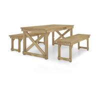 vidaXL Set de comedor para jardín 3 pzas madera maciza pino impregnada