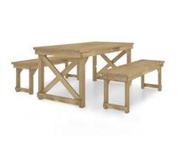 Set De Comedor Para Jardín 3 Pzas Madera Maciza Pino Impregnada Vidaxl