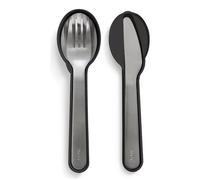 Set de cubiertos de viaje, juego de 3 piezas, negro, acero inoxidable, Lékué