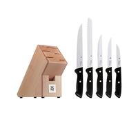 Set de Cuchillos 5 Piezas con Bloque de Madera de Haya - Colección Classic Line de WMF, Hojas de Acero Inoxidable Endurecido y Mangos Ergonómicos para un Corte Preciso