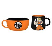 Set de desayuno: taza y plato, diseño de Goku, cerámica, 828 ml + 374 ml
