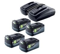 Set de energía Festool 4x BP 18 Li 5,0 HP-ASI Batería de alta potencia 18 V 5,0 Ah (4x 578519) + Cargador doble TCL 6 DUO (577017)