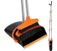Set de escoba y recogedor Unyqoos®, de 4 piezas, con mango telescópico de 115 cm, mango desmontable, cepillo, acero inoxidable/ABS, cerdas de PET – para uso doméstico y de oficina