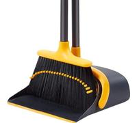 Set de escoba y recogedor Unyqoos® – Mango telescópico de 101–137 cm, mango de acero, recogedor plegable con púas, escoba con cerdas de 4 capas y borde de goma flexible