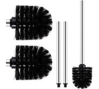 Set de escobillas para inodoro Unyqoos® con mango de acero inoxidable, color , 2 cabezales de repuesto, diámetro del cabezal: 8 cm, altura: 10 cm, longitud total: 36,5 cm