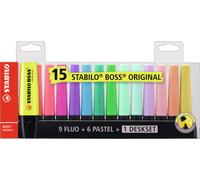 Set de escritorio fluorescentes 15 unidades en 9 colores trazo 2/5mm.