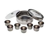 Set de Especias Indianas KitchenCraft en Acero Inoxidable con 7 Compartimentos Extraíbles, Dabba de Doble Tapa para Almacenamiento de Especias