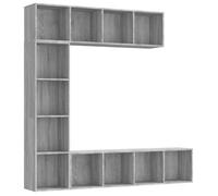vidaXL Set de estantería/mueble TV 3 pzas gris Sonoma 180x30x180 cm