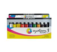 Daler-Rowney System3, Colores Acrílicos, Tubos de aluminio de 37ml, Set 10 Colores Surtidos + 1 Pincel System3