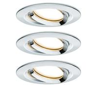 Set de focos LED empotrables redondos Nova Plus Coin Orientable Cromo (6,8 W, Blanco/Cromado, 3 ud., Blanco cálido)