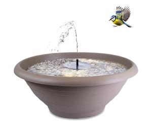 Set de fuente solar XXL para exteriores, 60 cm, cuenco decorativo y fuente flotante, baño para pájaros y balcón