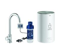Set de grifos de agua estancada Grohe Red Mono, 153mm de alcance, caños C, con caldera Grohe Red tamaño M, 30085001, Color: cromado