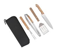 Set de Herramientas para Barbacoa Espátula Cortadora de Acero Inoxidable | Mango de Madera, Diseño Ligero y Portátil, Uso en Pies y Bbq, Formato Práctico para Llevar