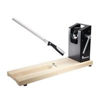 Set de jamonero + cuchillo jamonero en acero inoxidable