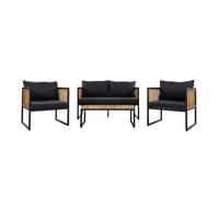 Set de jardín nerja negro con madera de acacia - conforama