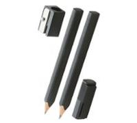 Moleskine Set de 2 Lápices 2B con Sacapuntas, Lápices de Cedro con Cuerpo Rectangular y Clip de Acero, Acabado Negro Mate, Etiquetas Adhesivas, Longitud con Tapa 14 cm