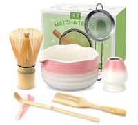 Set de matcha de 7 piezas: escoba de bambú, recipiente de cerámica con pico, colador de matcha, cucharas de té. Perfecto para los amantes del matcha. Set de matcha