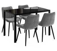 Set de mesa de comedor Vicco Grand 120 x 70 cm con 4 sillas (grises), Model 63357