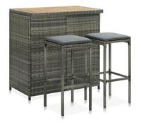 vidaXL Set de mesa y sillas de bar jardín 3 pzas ratán sintético gris