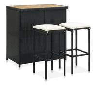 vidaXL Set de mesa y sillas de bar jardín 3 pzas ratán sintético negro