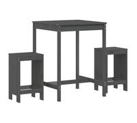 Set De Mesa Y Taburetes Altos Jardín 3 Piezas Madera Pino Gris Vidaxl