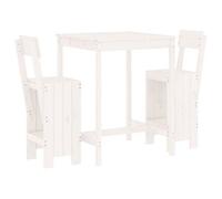 Set De Mesa Y Taburetes Altos Jardín 3 Pzas Madera Pino Blanco Vidaxl