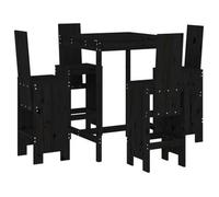 Set De Mesa Y Taburetes Altos Jardín 5 Piezas Madera Pino Negro Vidaxl