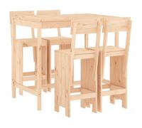 Set De Mesa Y Taburetes Altos Jardín 5 Pzas Madera Maciza Pino Vidaxl