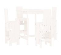 Set De Mesa Y Taburetes Altos Jardín 5 Pzas Madera Pino Blanco Vidaxl