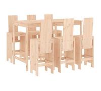Set De Mesa Y Taburetes Altos Jardín 7 Pzas Madera Maciza Pino Vidaxl