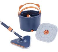 Set de mop giratorio para suelos, incluye cubo, repuestos para el cabezal del mop, cabezales de mop compatibles, mango ajustable y mop giratorio telescópico con cabezal giratorio de 360° (azul oscuro)