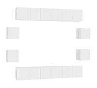 Set De Mueble Para Tv De 10 Piezas Madera De Ingeniería Blanco Vidaxl