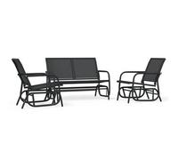 Set De Muebles Con Mecedoras Jardín 3 Pzs Acero Textilene Negro Vidaxl
