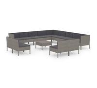Set De Muebles De Jardín 14 Pzas Y Cojines Ratán Sintético Gris Vidaxl